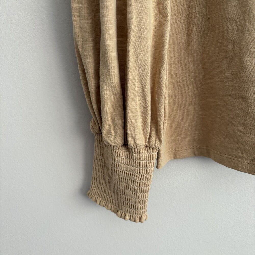 Pomander Place Tuckernuck Beige Long Puff Smocked Sleeve Blouse Size Large - Picture 4 of 7